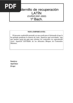 Cuadernillo de recuperación Latín