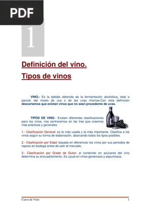 Definición del vino. Tipos de vino