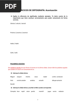 Ejercicios de Ortografía: Acentuación