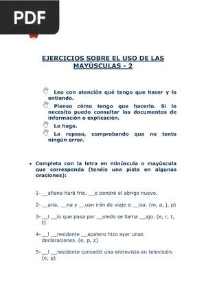 Ejercicios sobre el uso de las Mayúsculas