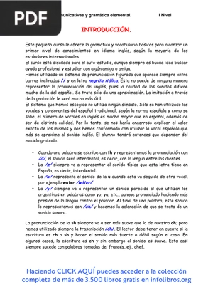 Funciones comunicativas y gramática elemental de idioma Inlgés