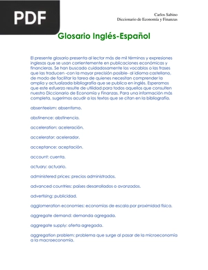 Glosario Inglés-Español (Economía y Finanzas)