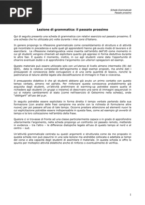 Lezione di grammatica, il passato prossimo