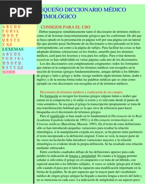 Pequeño diccionario médico etimológico