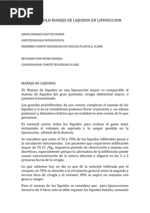 Protocolo manejo de líquidos en liposucción