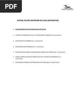 Rutina pilates matwork en casa