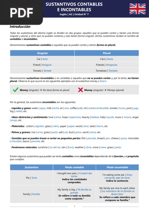 Sustantivo contables e incontables