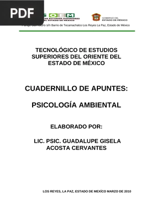 Cuadernillo de apuntes: Psicología ambiental