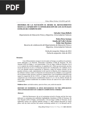 Historia de la Natación II: Desde el renacimiento hasta la aparición y Consolidación de los actuales estilos de competición