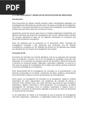 Metodologías y modelos de investigación de mercados