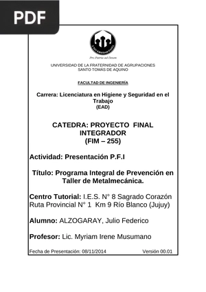 Programa Integral de Prevención en Taller de Metalmecánica