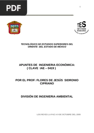 Apuntes de ingeniería económica: (clave IAE - 0419)