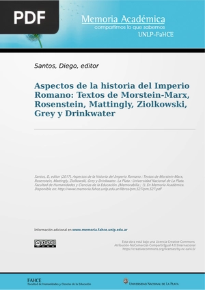 Aspectos de la historia del Imperio Romano: Textos de Morstein-Marx, Rosenstein, Mattingly, Ziolkowski, Grey y Drinkwater