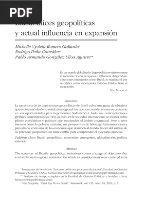 Brasil: raíces geopolíticas y actual influencia en expansión