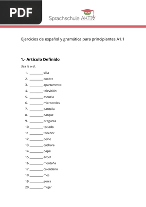 Ejercicios de español y gramática para principiantes A1.1