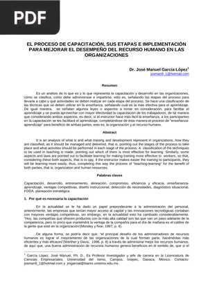 El proceso de capacitación, sus etapas e implementación para mejorar el desempeño del recurso humano en las organizaciones