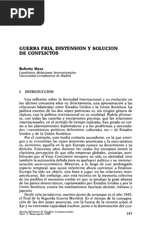 Guerra fría, distensión y solución de conflicto