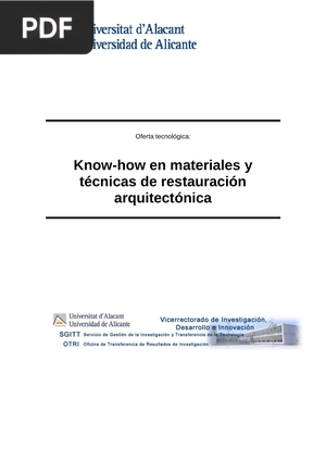 Oferta tecnológica: Know-how en materiales y técnicas de restauración arquitectónica