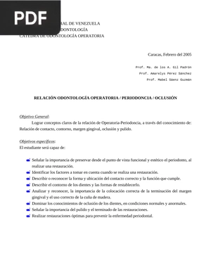 Relación odontología operatoria/periodoncia/oclusión