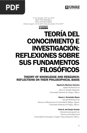 Teoría del conocimiento e investigación: Reflexiones sobre sus fundamentos filosóficos