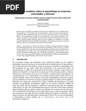 Teorías y modelos sobre el aprendizaje en entornos conectados y ubicuos.