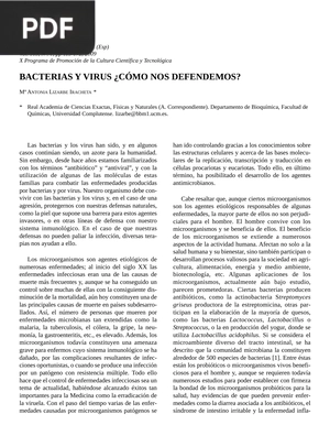 Bacterias y virus ¿cómo nos defendemos?