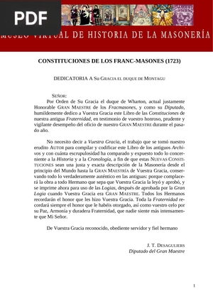 Constituciones de los franck - masones (1723)