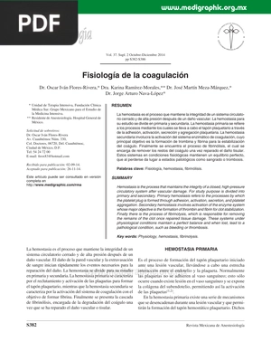 Fisiología de la coagulación (Artículo)