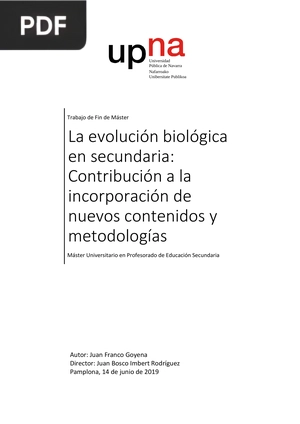 La evolución biológica en secundaria: Contribución a la incorporación de nuevos contenidos y metodologías