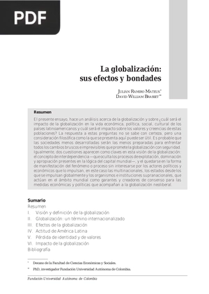 La globalización: sus efectos y bondades