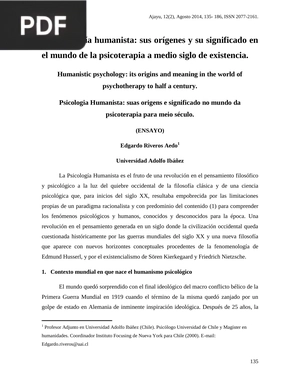 La psicología humanista: sus orígenes y su significado en el mundo de la psicoterapia a medio siglo de existencia