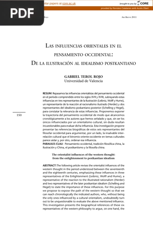 Las influencias orientales en el pensamiento occidental: De la ilustración al idealismo postkantiano