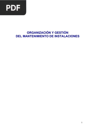 Organización y Gestión del Mantenimiento de Instalaciones