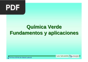 Química Verde Fundamentos y aplicaciones (Presentación)