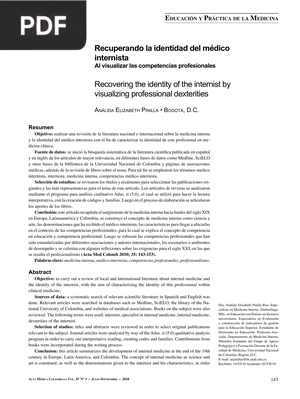 Recuperando la identidad del médico internista Al visualizar las competencias profesionales