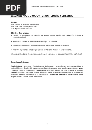 Salud del adulto mayor- gerontología y geriatría