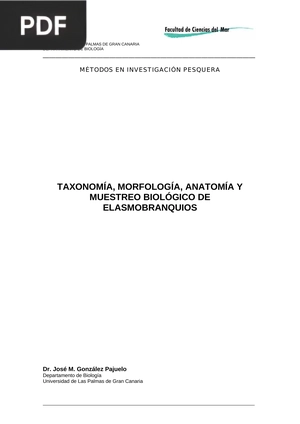 Taxonomía, morfología, anatomía y muestreo biológico de elasmobranquios