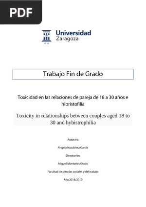 Toxicidad en las relaciones de pareja de 18 a 30 años e hibristofilia