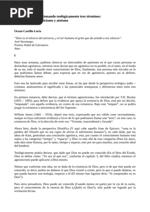 Analizando y reflexionando teológicamente tres términos: gnosticismo, agnosticismo y ateísmo