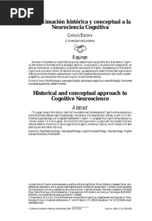 Aproximación histórica y conceptual a la Neurociencia Cognitiva