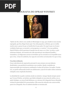 Biografía de Oprah Winfrey (Artículo)