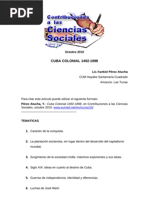 Cuba Colonial 1492-1898