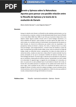 Darwin y Spinoza sobre la Naturaleza: Apuntes para pensar una posible relación entre la filosofía de Spinoza y la teoría de la evolución de Darwin