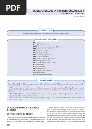 Fisiopatología de la hipertensión arterial y sensibilidad a la sal (Artículo)