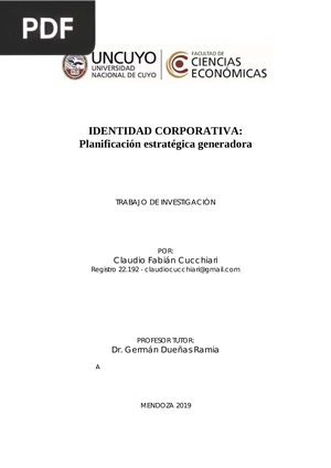 Identidad corporativa: Planificación estratégica generadora