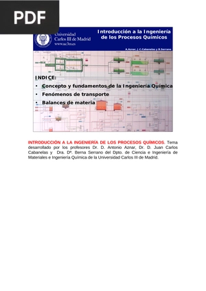 Introducción a la Ingeniería de los Procesos Químicos