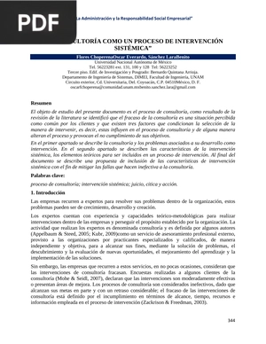 La consultoría como un proceso de intervención sistémica