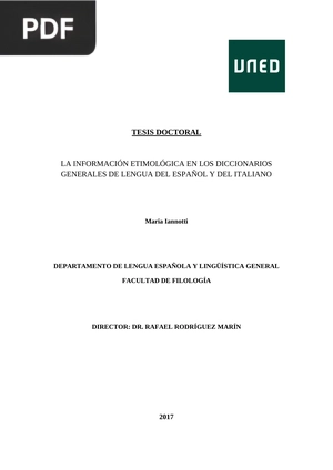 La información etimológica en los diccionarios generales de lengua del español y del italiano