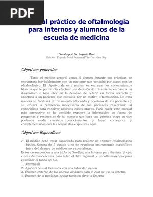 Manual práctico de oftalmología para internos y alumnos de la escuela de medicina