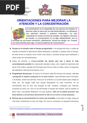 Orietaciones para mejorar la atención y la concentración (Artículo)